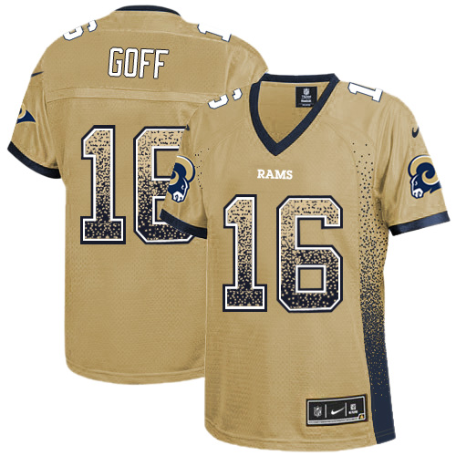 Women's Elite Jared Goff Nike Jersey Gold - #16 Drift Fashion NFL Los Angeles Rams